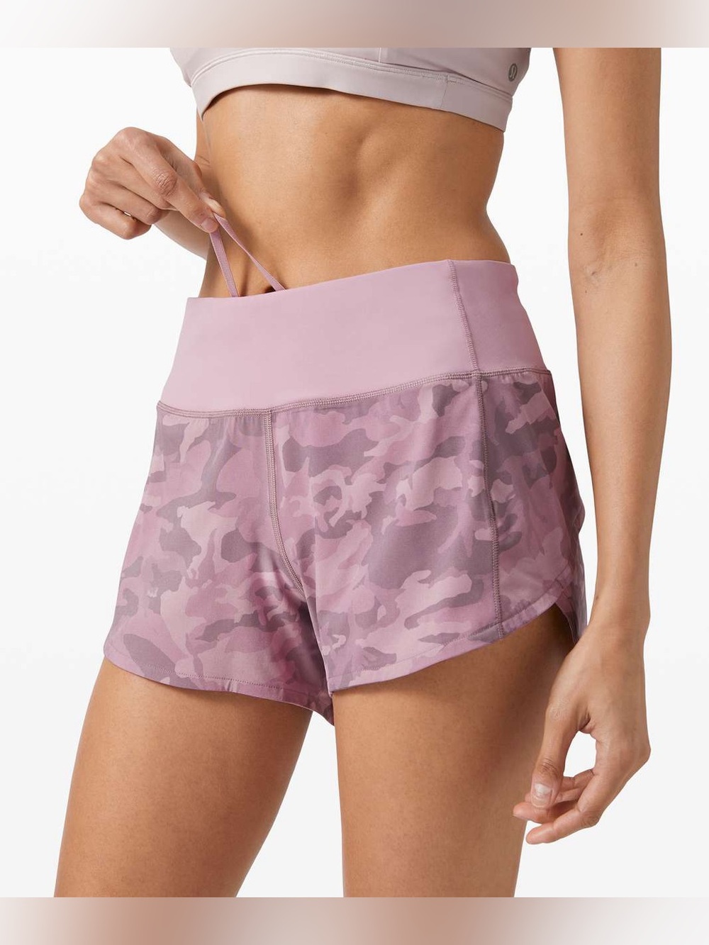 Lululemon Speed Up Short Long 4” in Incognito Camo Pink Taupe, Size 2